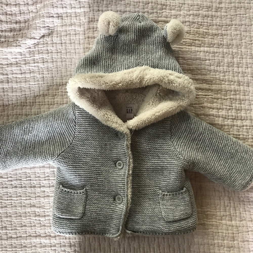0-3 month baby Gap fur lined sweater bear coat